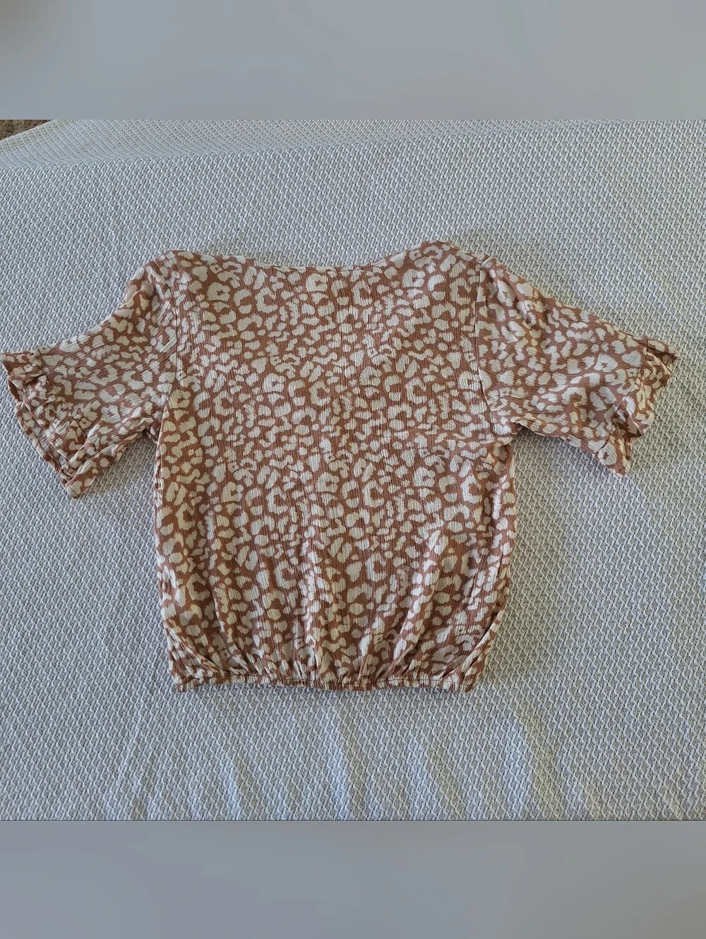 Self Esteem Pink & White Leopard-Print Tie Front Blouse